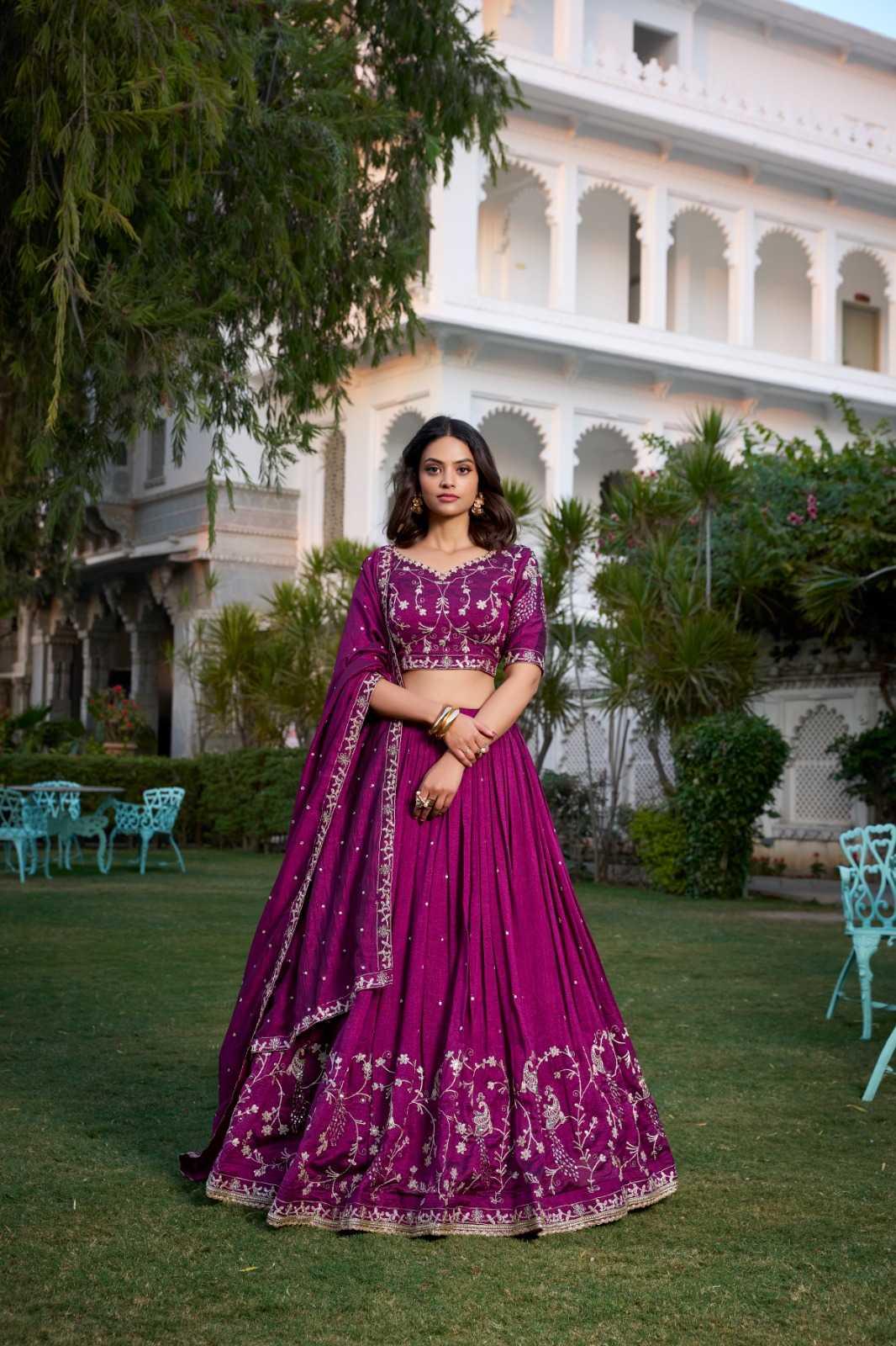 Vichitra Silk Embroidered Sequins Lehenga - MYLUXURY LANE ENTERPRISE