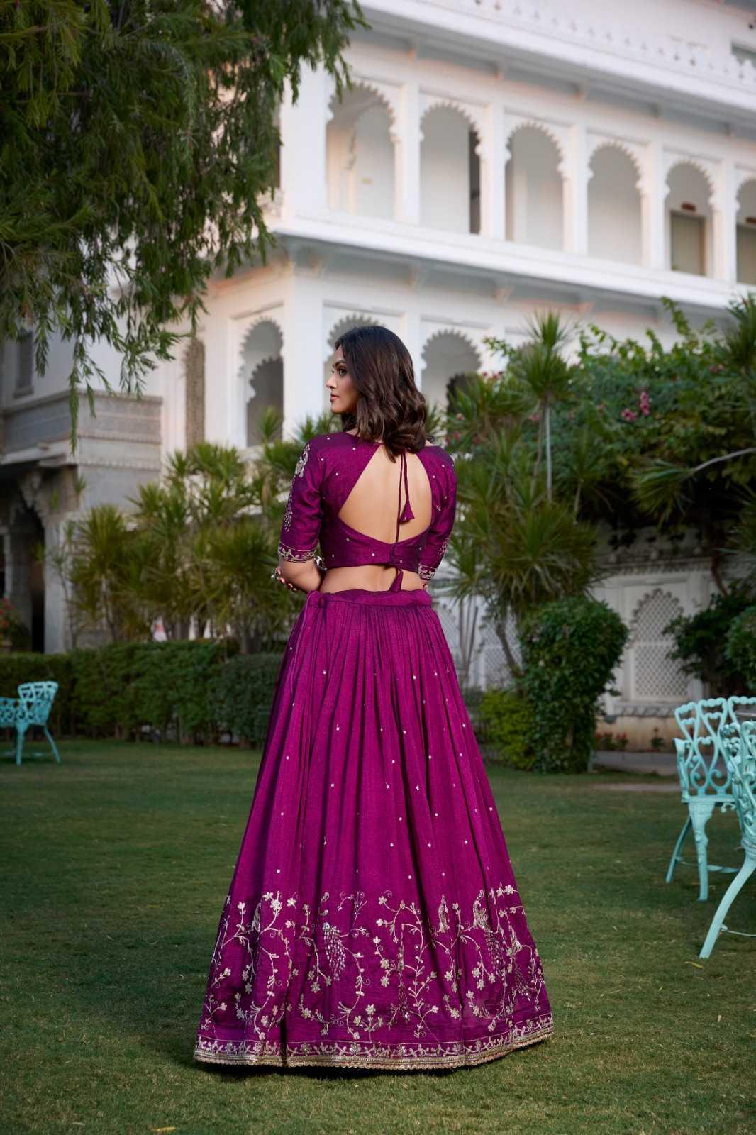 Vichitra Silk Embroidered Sequins Lehenga - MYLUXURY LANE ENTERPRISE