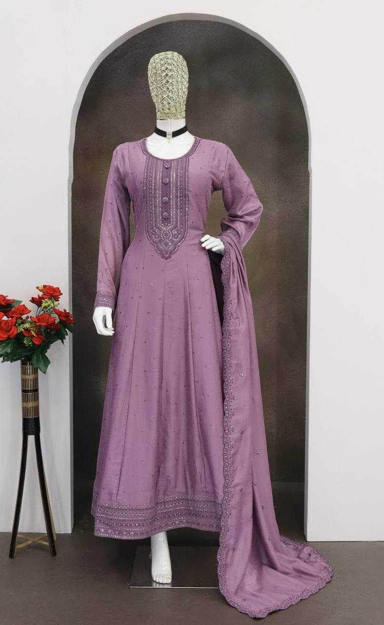 Silk Gown With Dupatta - MYLUXURY LANE ENTERPRISE