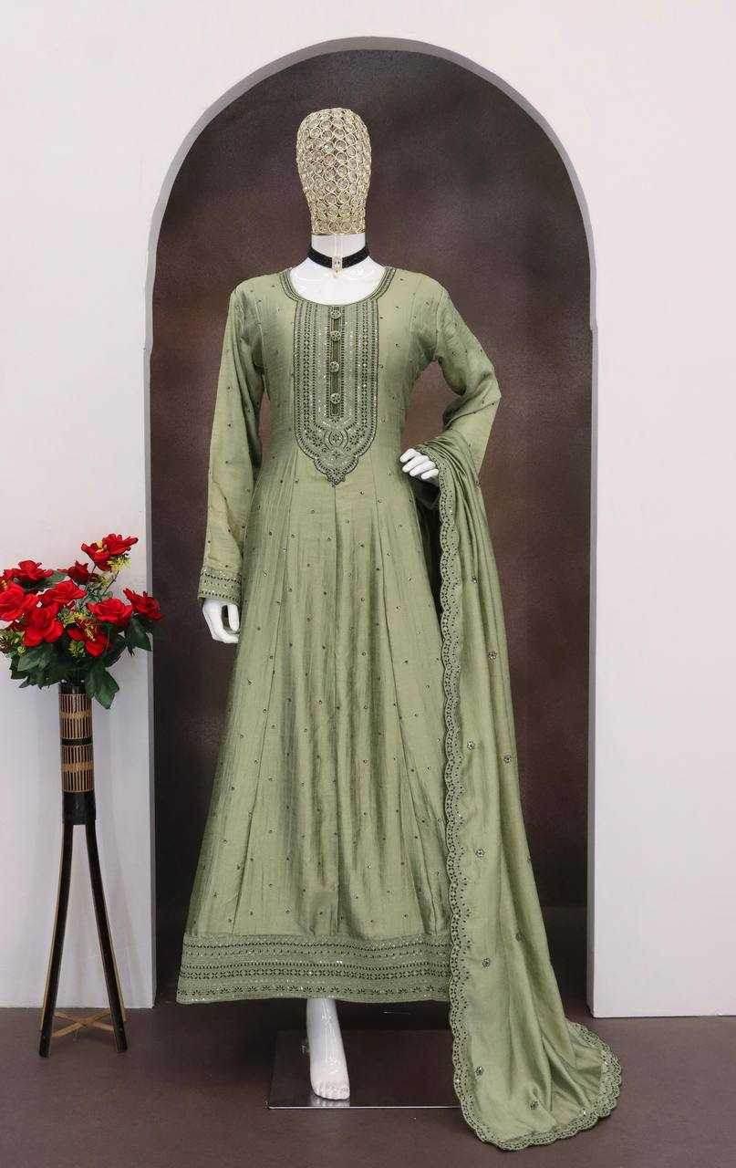 Silk Gown With Dupatta - MYLUXURY LANE ENTERPRISE