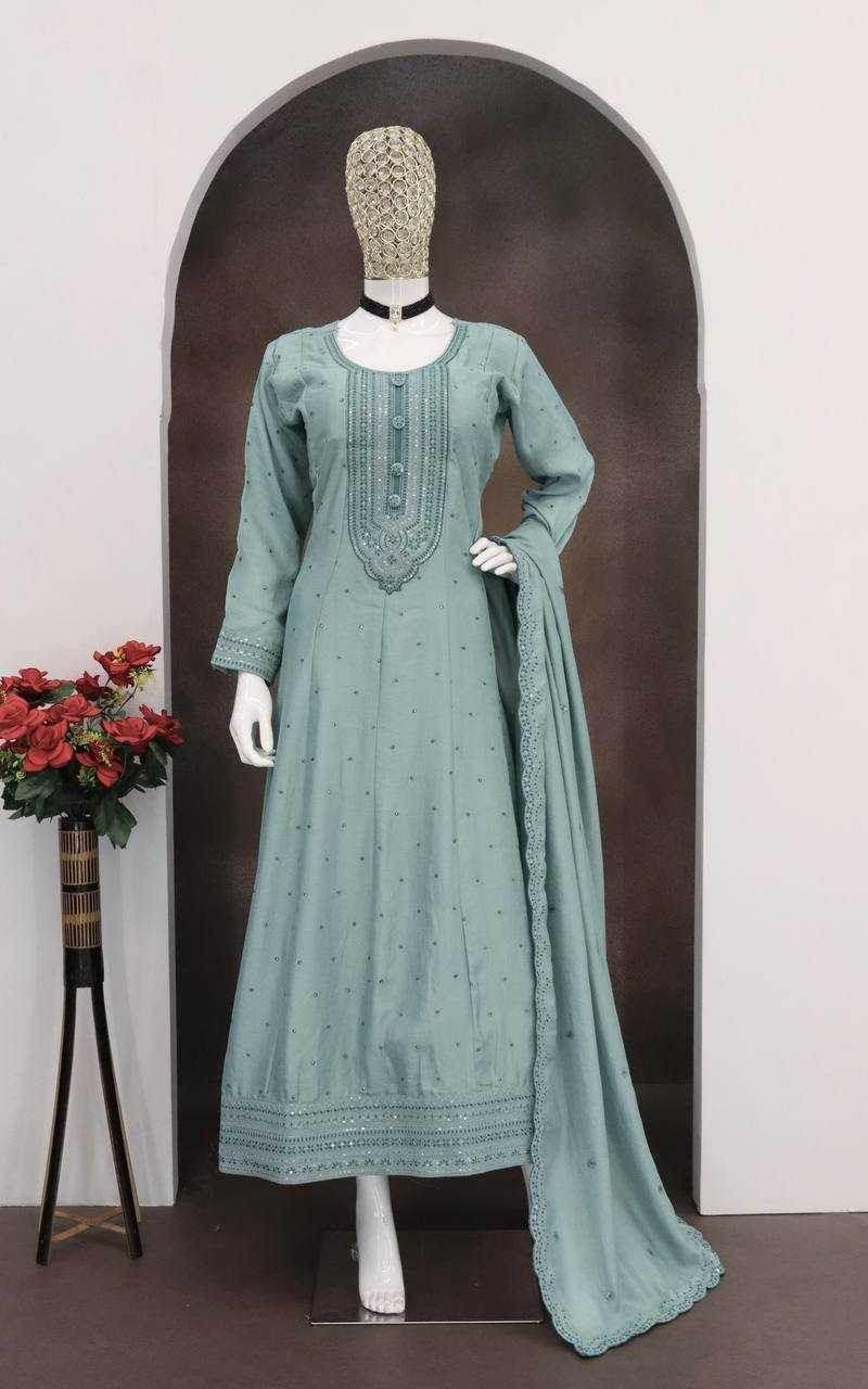 Silk Gown With Dupatta - MYLUXURY LANE ENTERPRISE