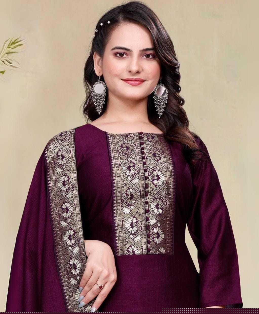 Vichitra Silk Ladies Suit - MYLUXURY LANE ENTERPRISE