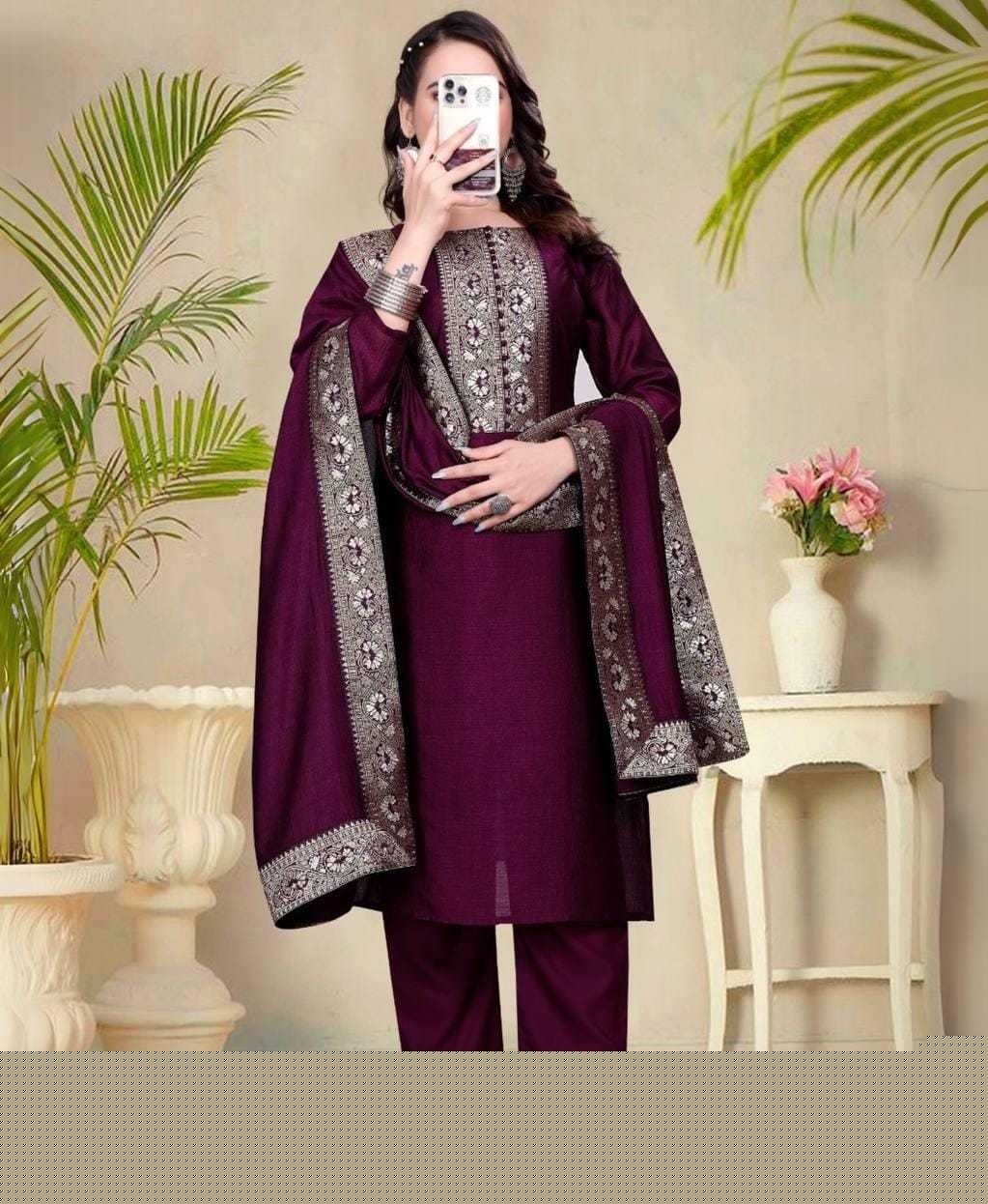 Vichitra Silk Ladies Suit - MYLUXURY LANE ENTERPRISE
