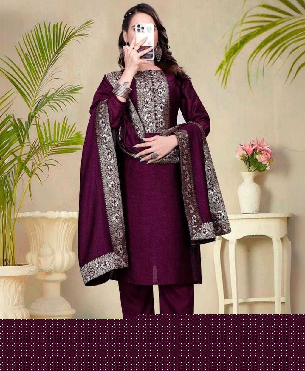 Vichitra Silk Ladies Suit - MYLUXURY LANE ENTERPRISE