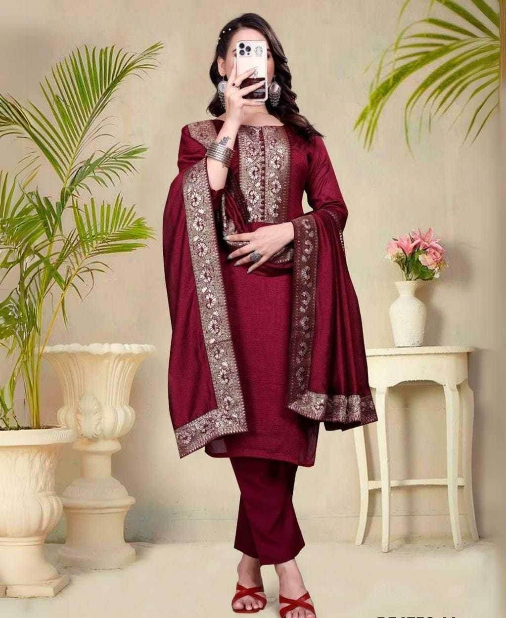 Vichitra Silk Ladies Suit - MYLUXURY LANE ENTERPRISE