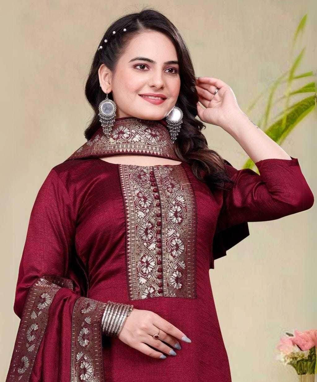 Vichitra Silk Ladies Suit - MYLUXURY LANE ENTERPRISE