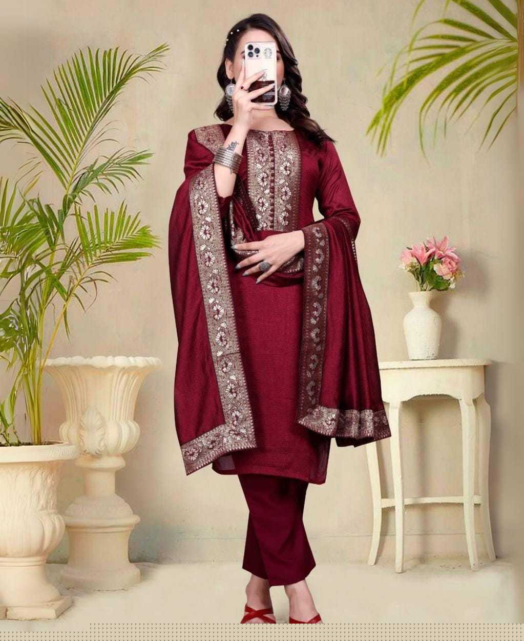 Vichitra Silk Ladies Suit - MYLUXURY LANE ENTERPRISE