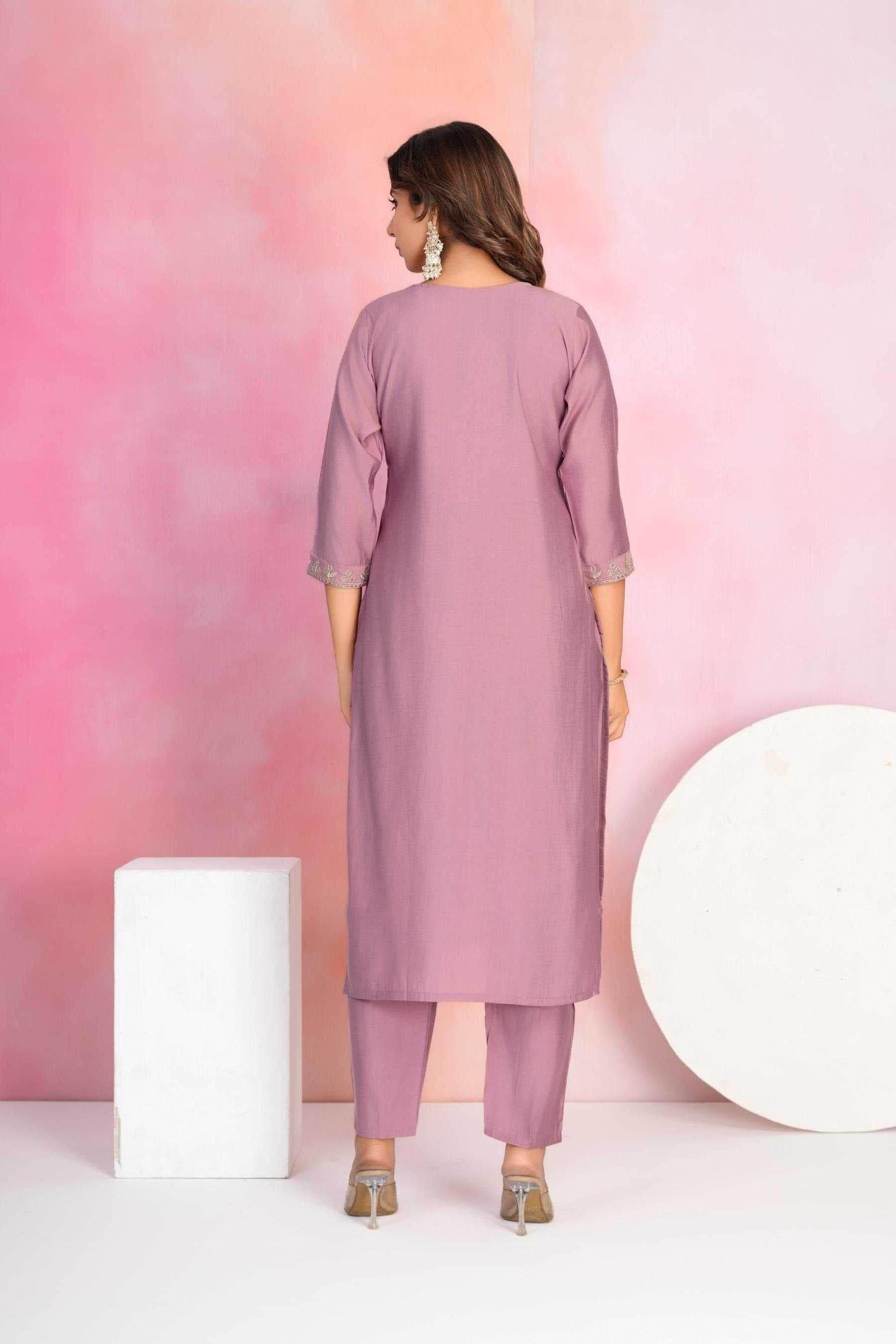 Viscose Chanderi Embroidery Ethnic Dresse - MYLUXURY LANE ENTERPRISE