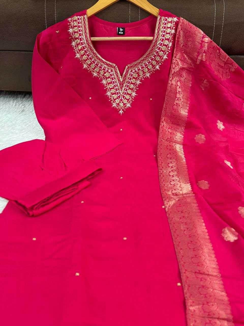 Viscose Chanderi Kurti Bottom With Dupatta - MYLUXURY LANE ENTERPRISE