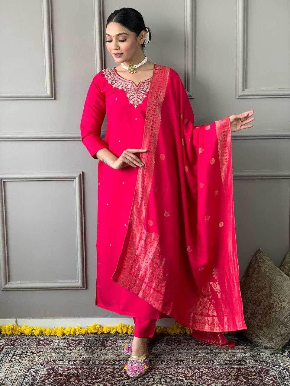 Viscose Chanderi Kurti Bottom With Dupatta - MYLUXURY LANE ENTERPRISE