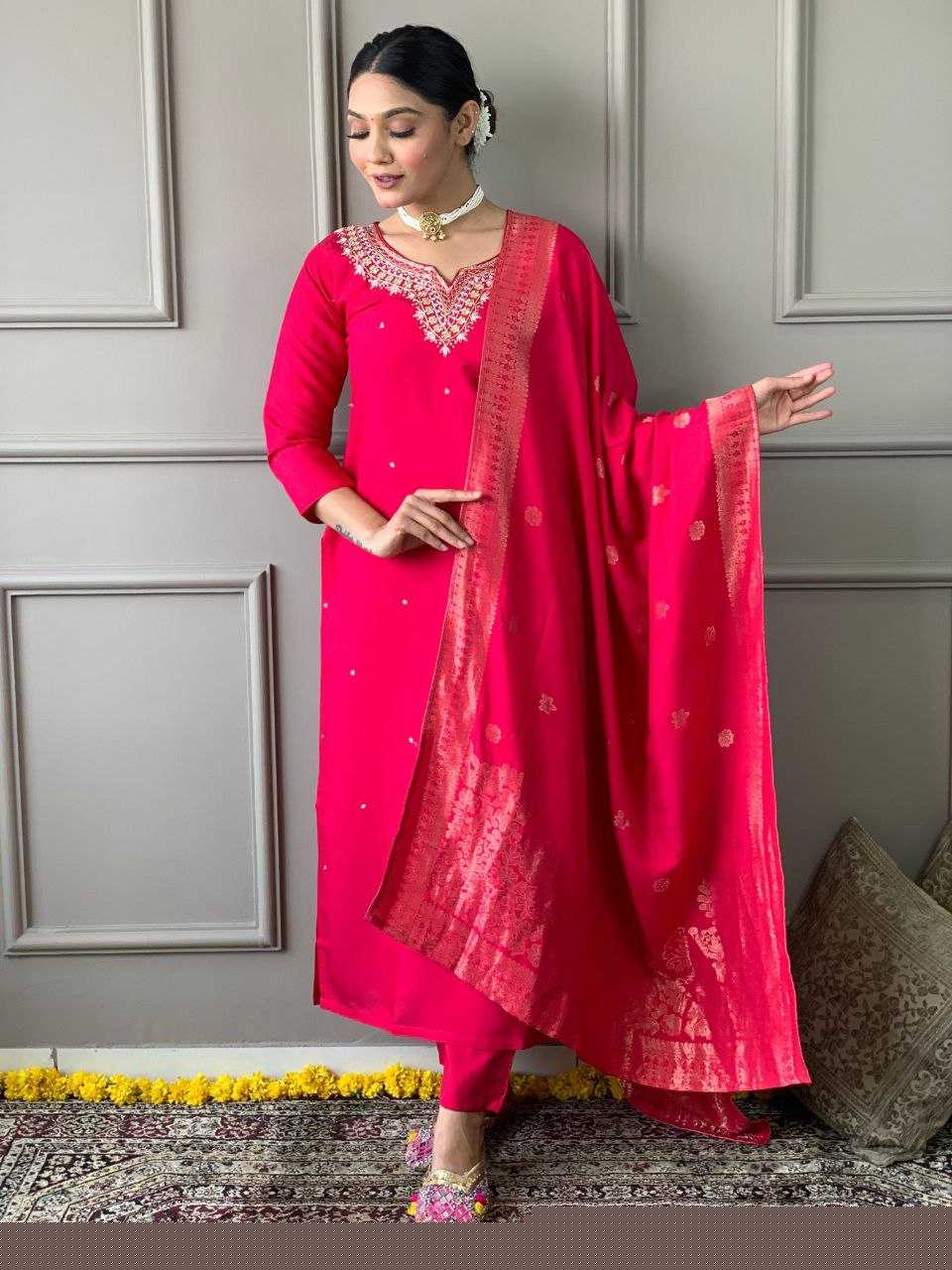 Viscose Chanderi Kurti Bottom With Dupatta - MYLUXURY LANE ENTERPRISE