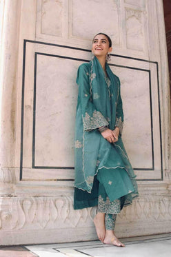 Viscose Chanderi Embroidered Kurti with Bottom and Dupatta - MYLUXURY LANE ENTERPRISE