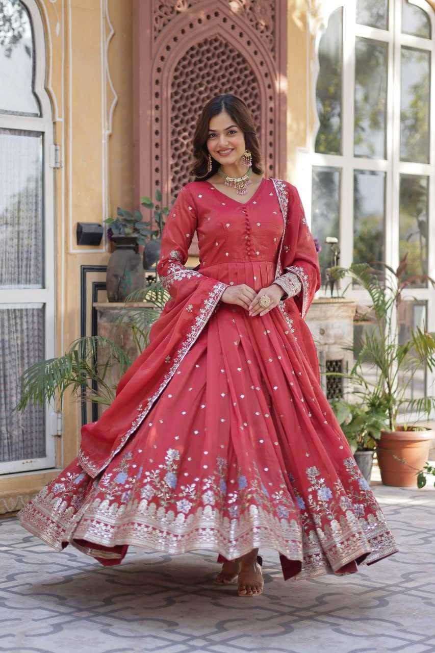 Embroidery Anarkali Long Gown - MYLUXURY LANE ENTERPRISE