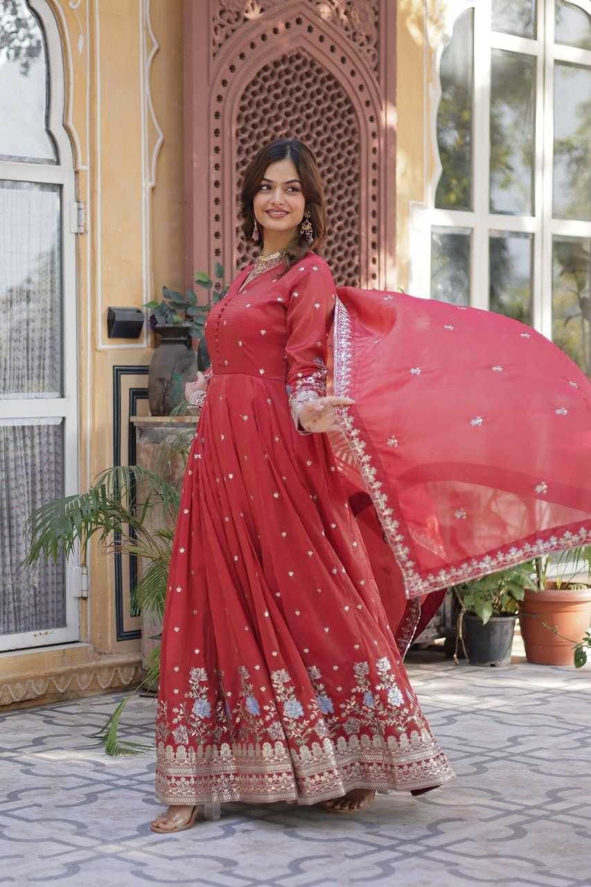 Embroidery Anarkali Long Gown - MYLUXURY LANE ENTERPRISE