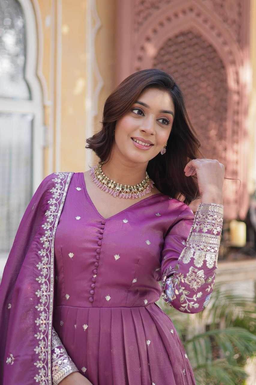 Embroidery Anarkali Long Gown - MYLUXURY LANE ENTERPRISE