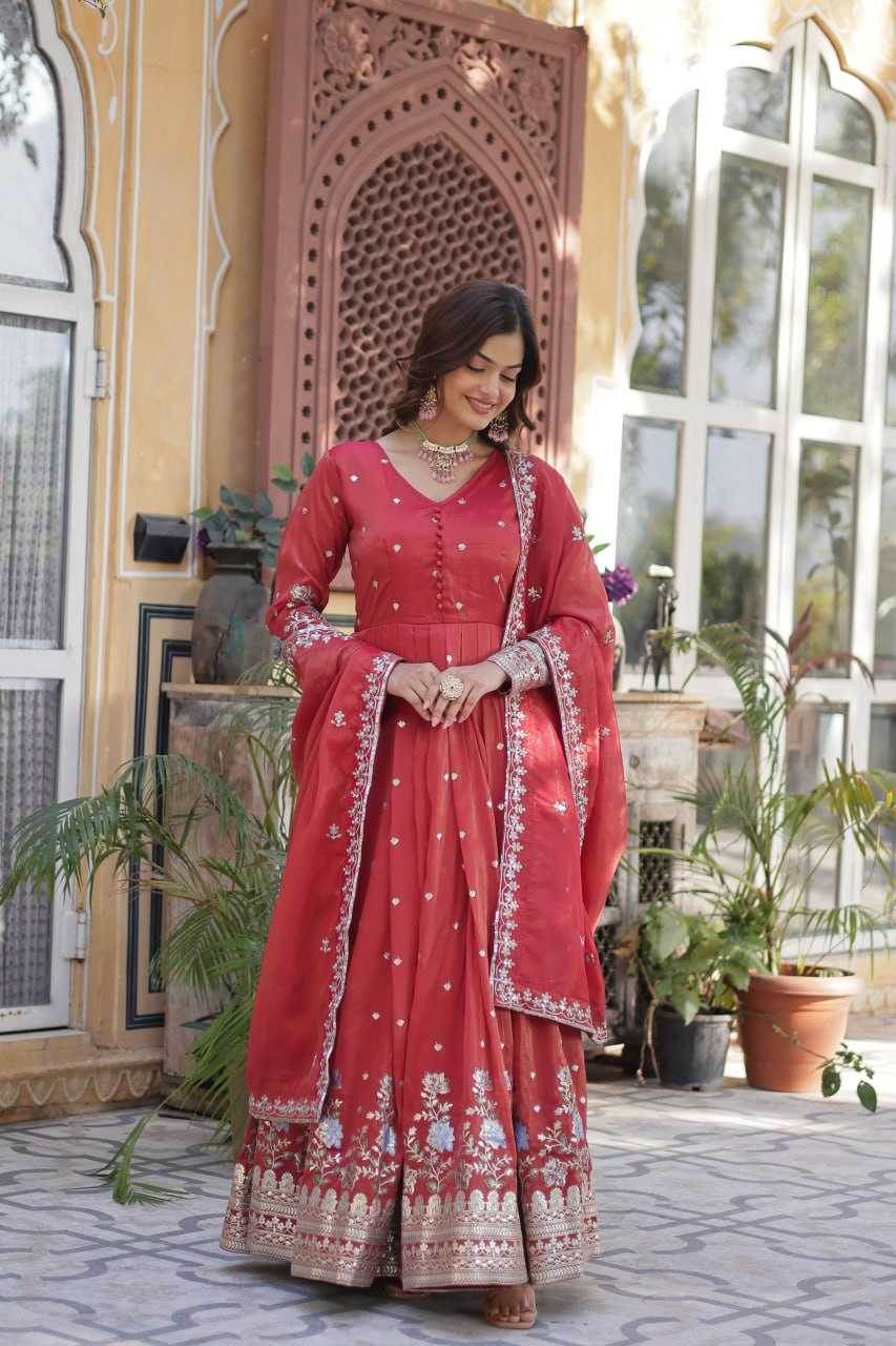 Embroidery Anarkali Long Gown - MYLUXURY LANE ENTERPRISE