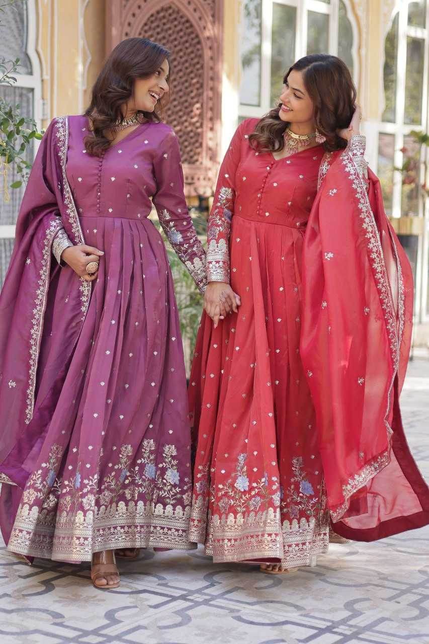 Embroidery Anarkali Long Gown - MYLUXURY LANE ENTERPRISE