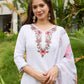 Viscose Rayon Embroidered White Salwar Suit - MYLUXURY LANE ENTERPRISE