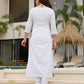 Viscose Rayon Embroidered White Salwar Suit - MYLUXURY LANE ENTERPRISE