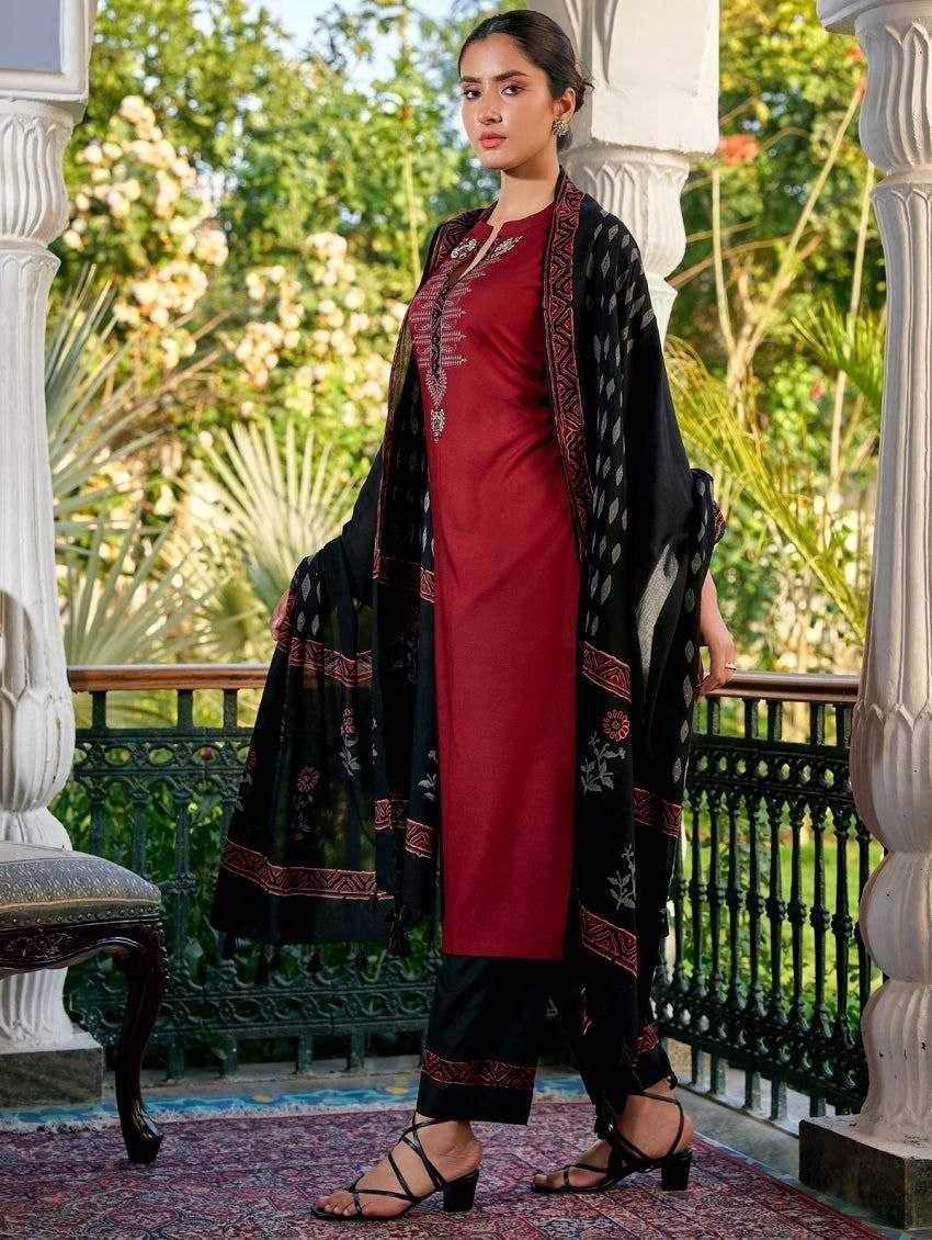 Viscose Rayon Embroidered Kurti Bottom With Dupatta - MYLUXURY LANE ENTERPRISE