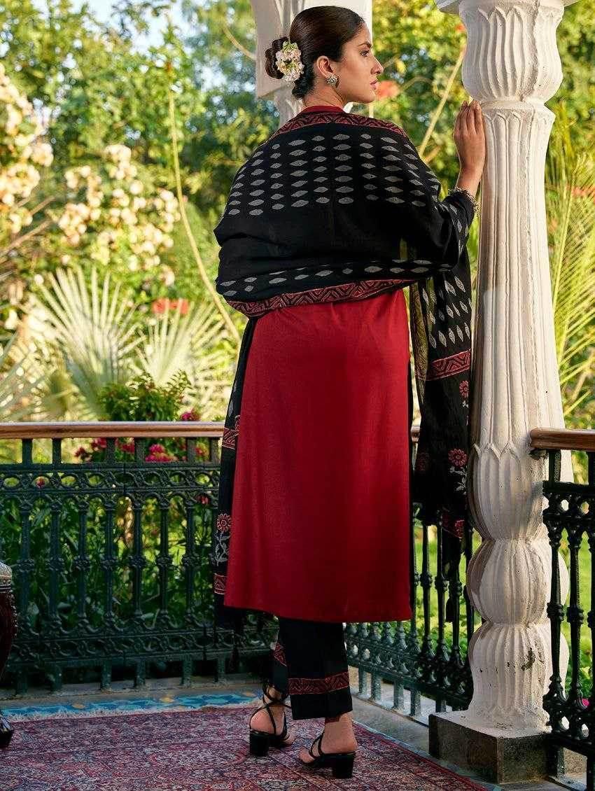 Viscose Rayon Embroidered Kurti Bottom With Dupatta - MYLUXURY LANE ENTERPRISE