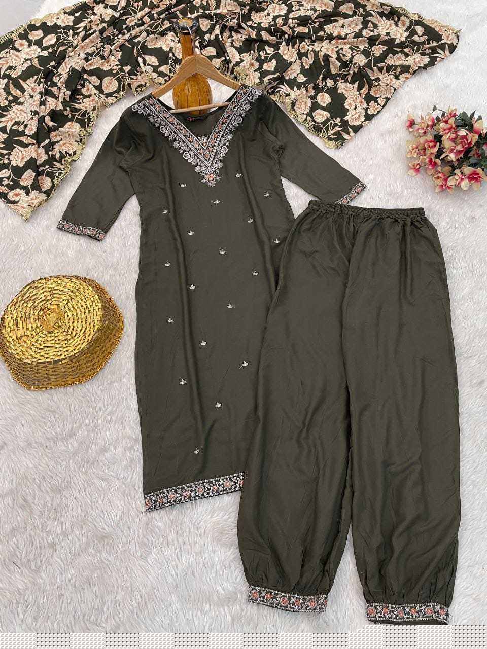 Viscose Rayon Kurti Bottom With Dupatta - MYLUXURY LANE ENTERPRISE
