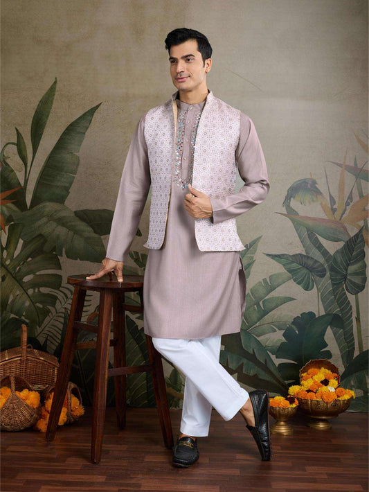 Viscose  Mens Kurta Pyjama Nehru Jacket