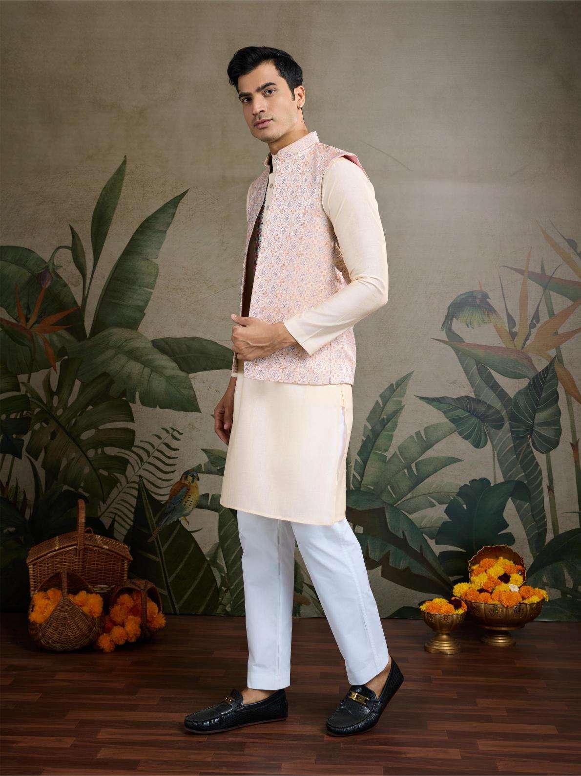Viscose  Mens Kurta Pyjama Nehru Jacket