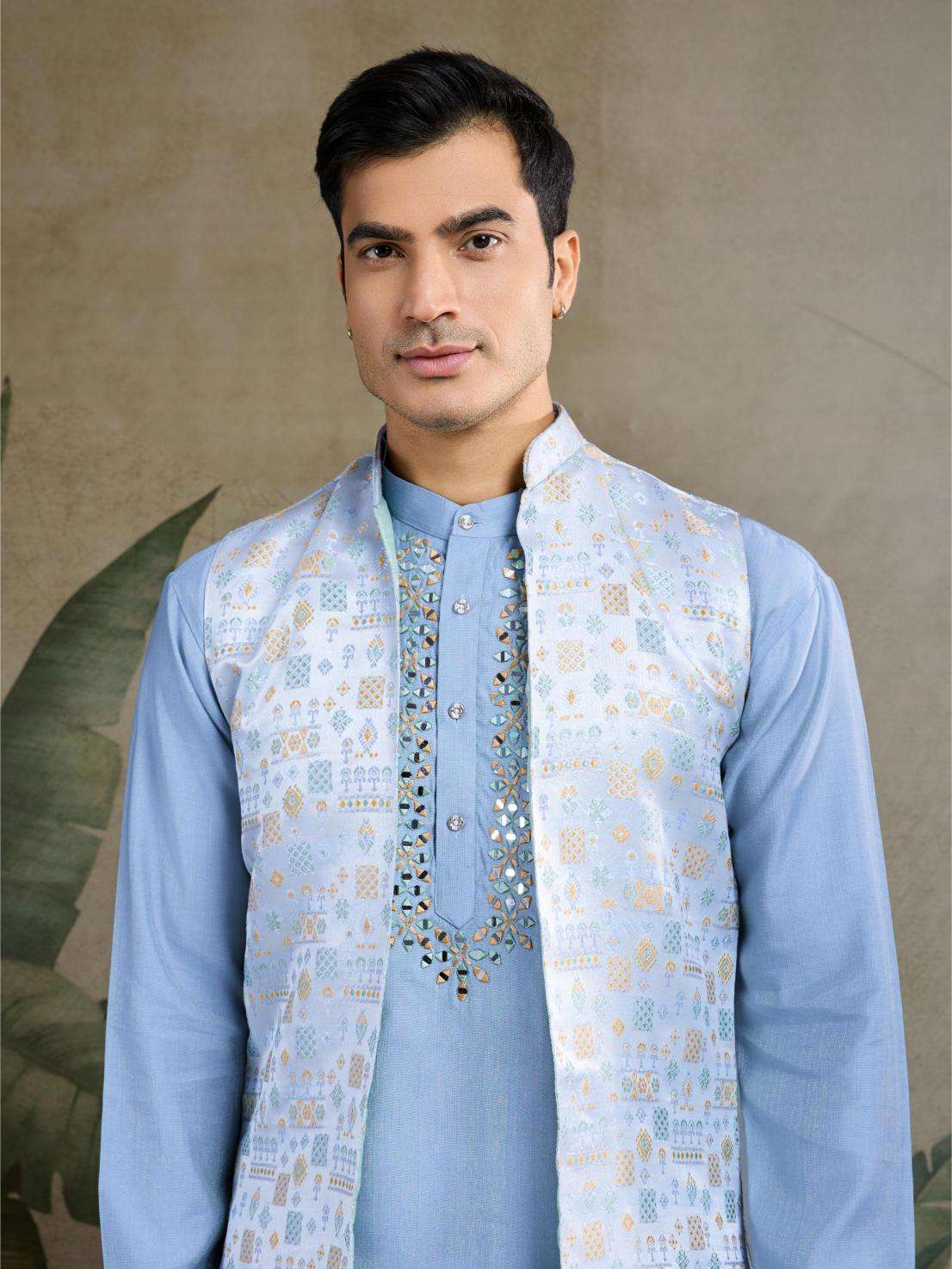 Viscose  Mens Kurta Pyjama Nehru Jacket