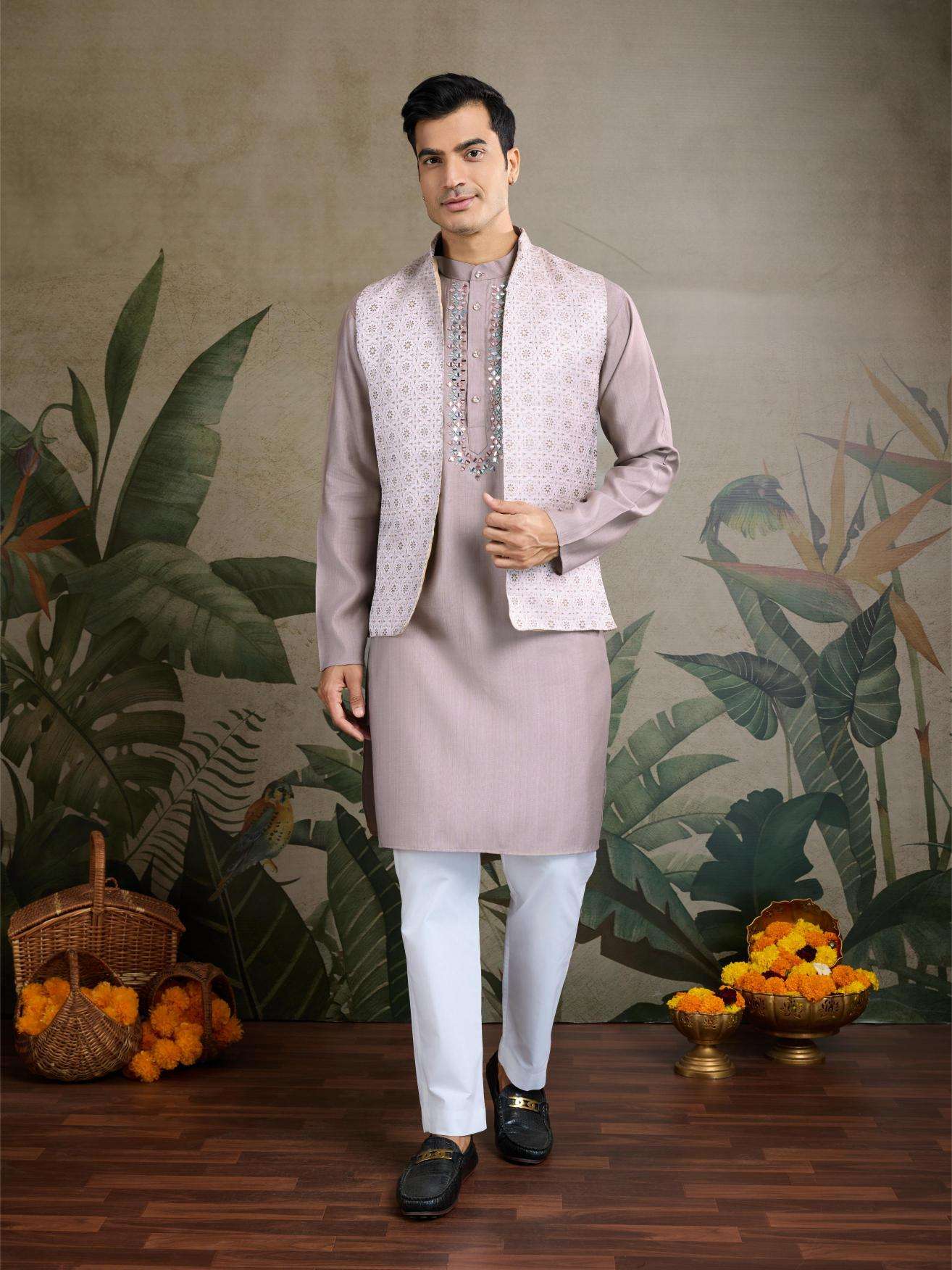 Viscose  Mens Kurta Pyjama Nehru Jacket