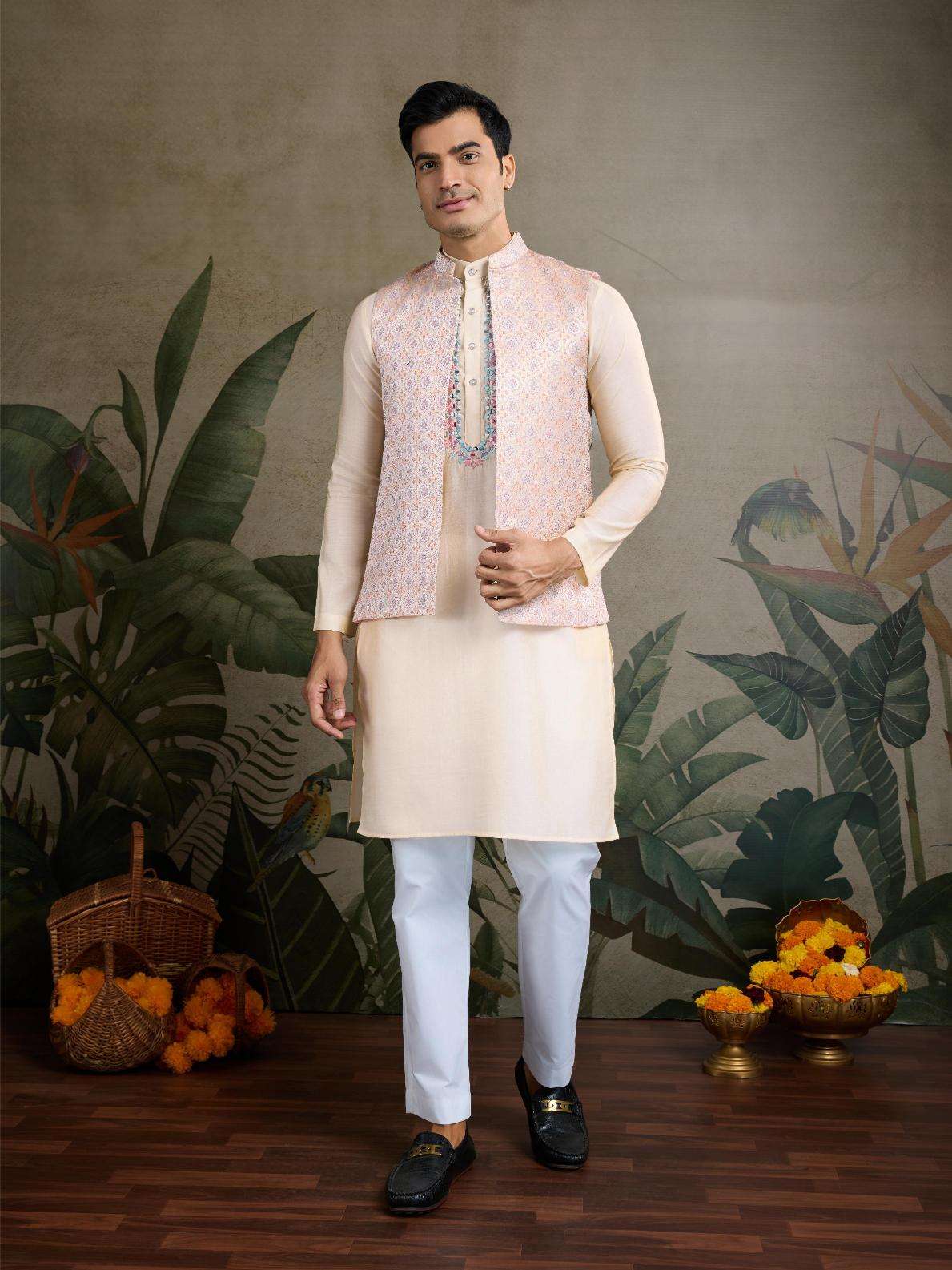Viscose  Mens Kurta Pyjama Nehru Jacket