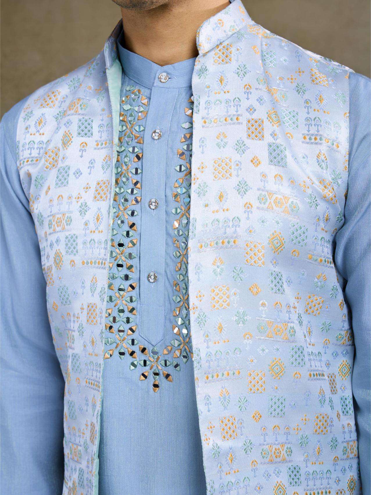 Viscose  Mens Kurta Pyjama Nehru Jacket