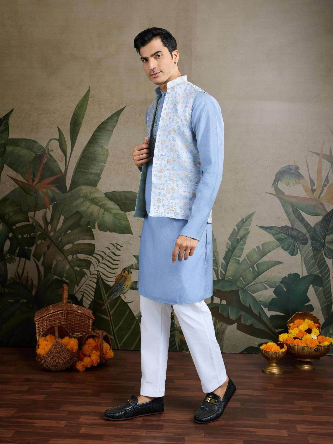 Viscose Mens Kurta Pyjama Nehru Jacket - MYLUXURY LANE ENTERPRISE