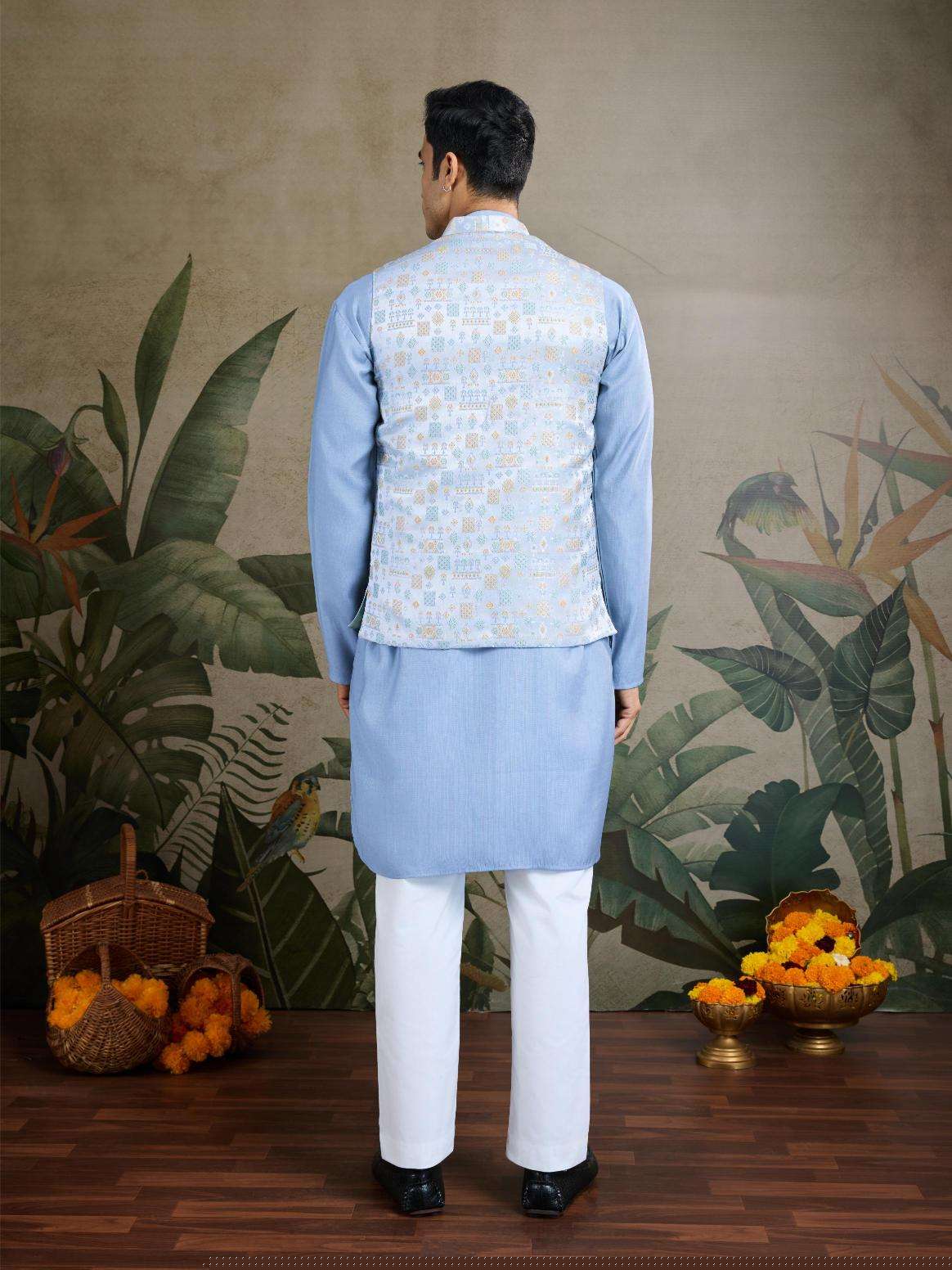 Viscose  Mens Kurta Pyjama Nehru Jacket
