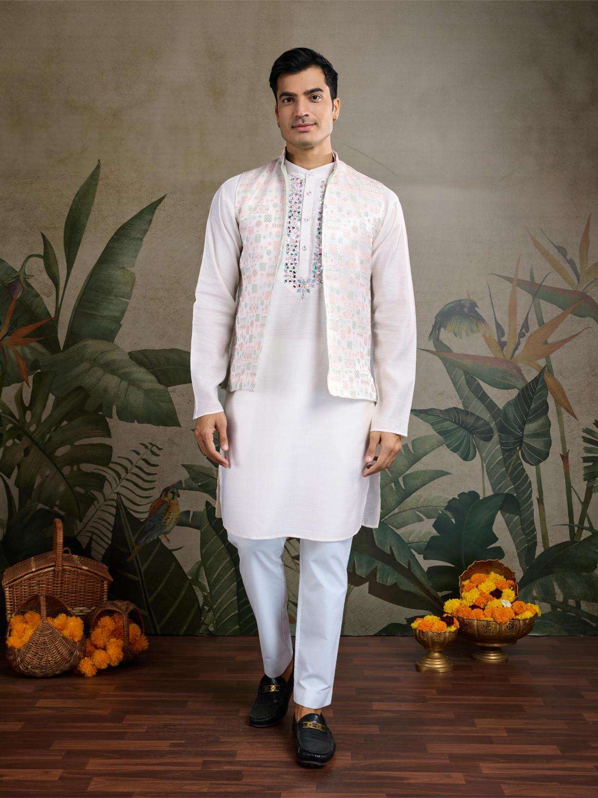 Viscose  Mens Kurta Pyjama Nehru Jacket