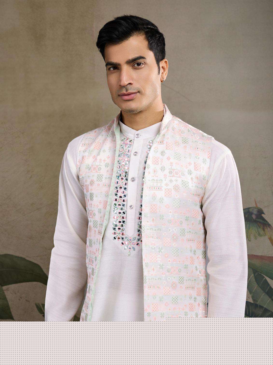 Viscose  Mens Kurta Pyjama Nehru Jacket