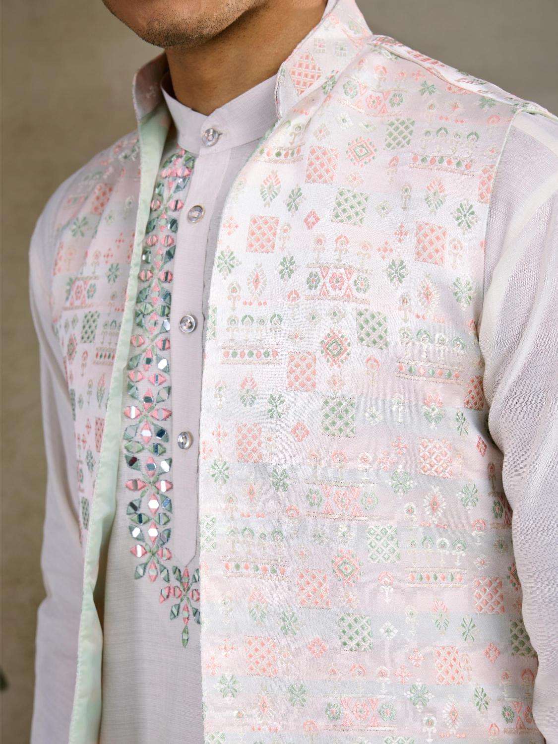 Viscose  Mens Kurta Pyjama Nehru Jacket