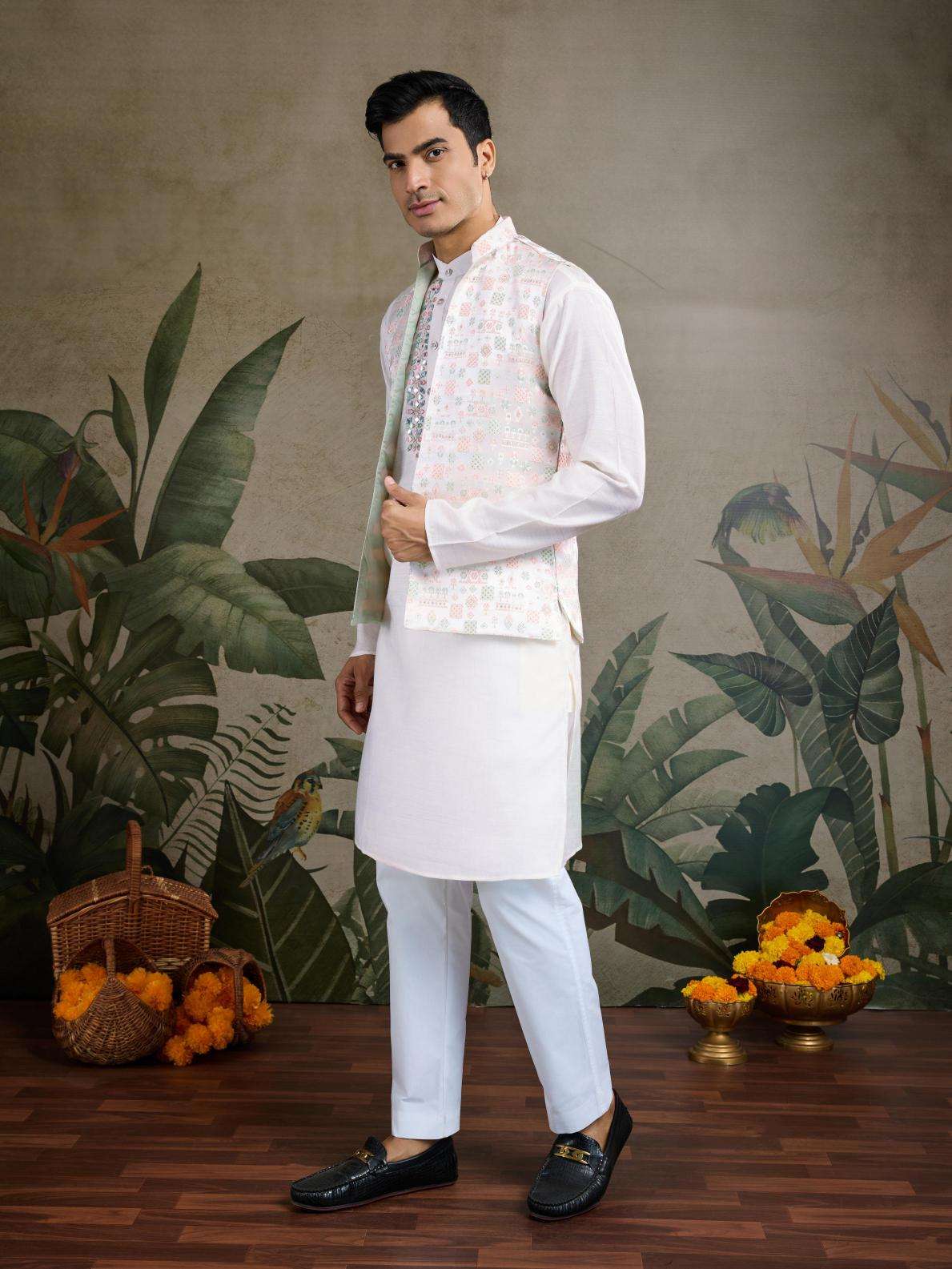 Viscose  Mens Kurta Pyjama Nehru Jacket