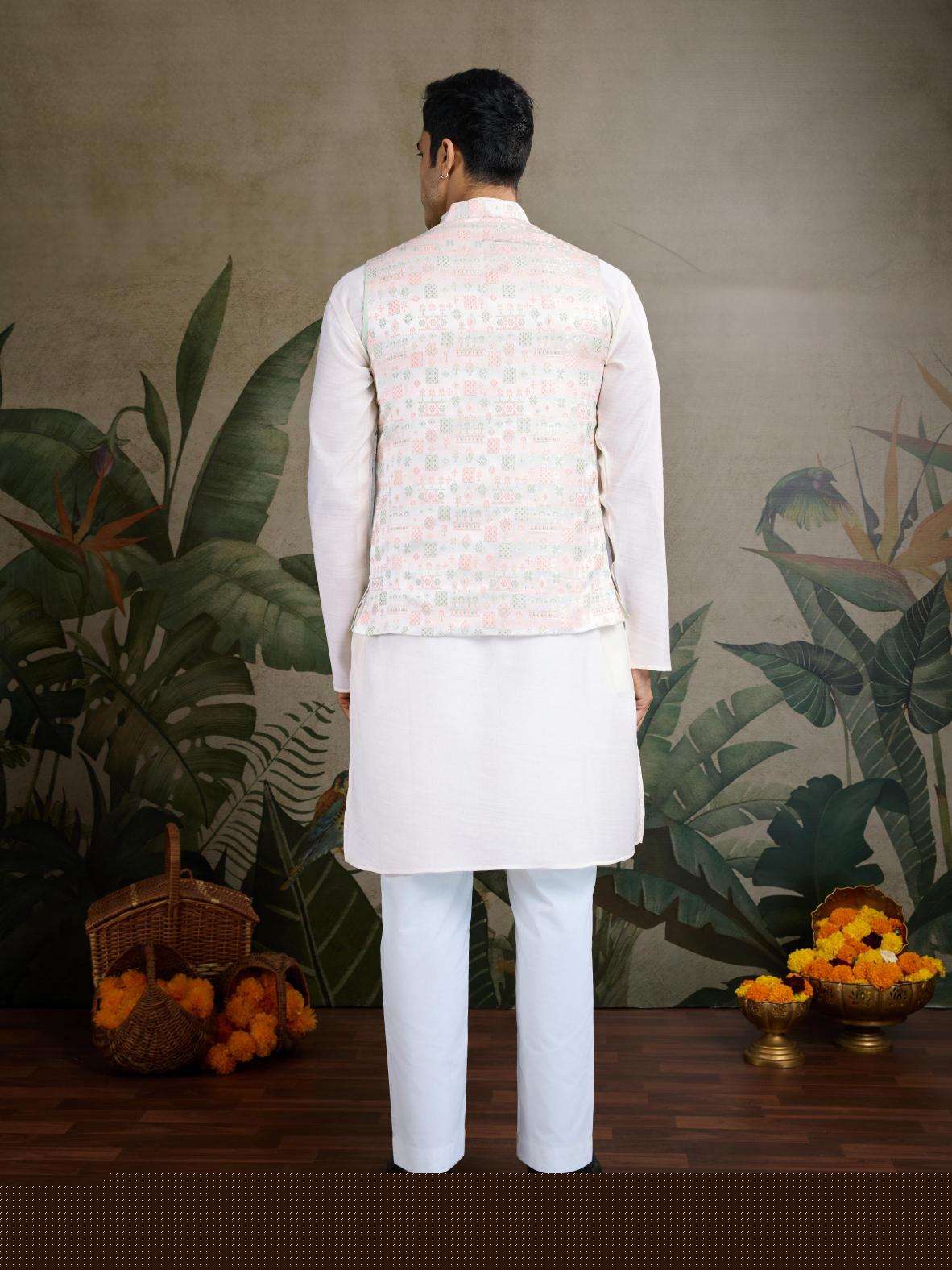Viscose  Mens Kurta Pyjama Nehru Jacket