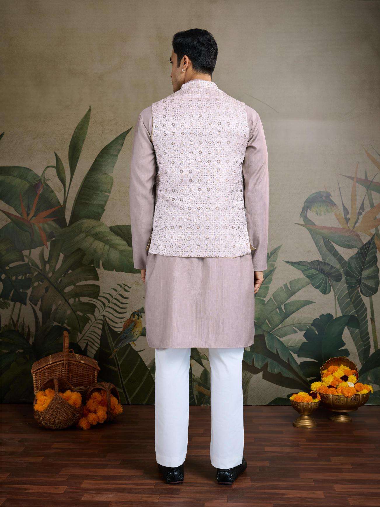 Viscose  Mens Kurta Pyjama Nehru Jacket