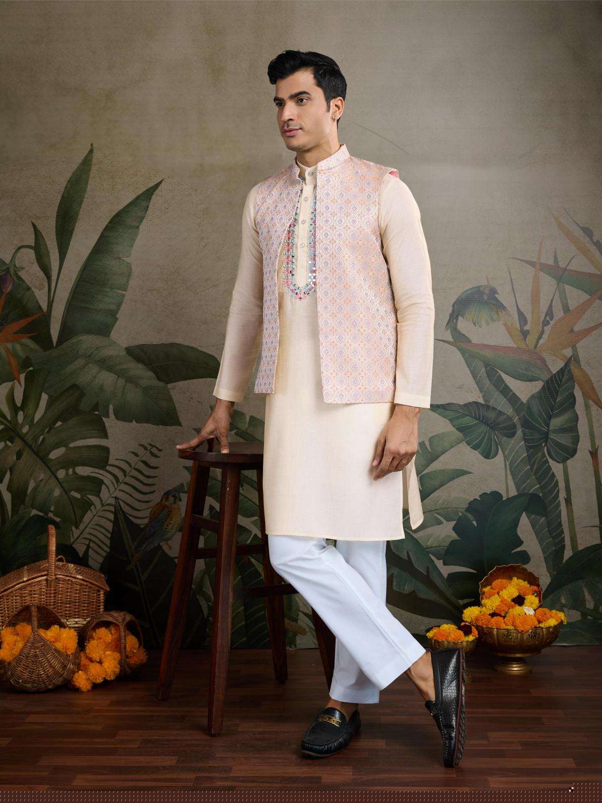 Viscose  Mens Kurta Pyjama Nehru Jacket