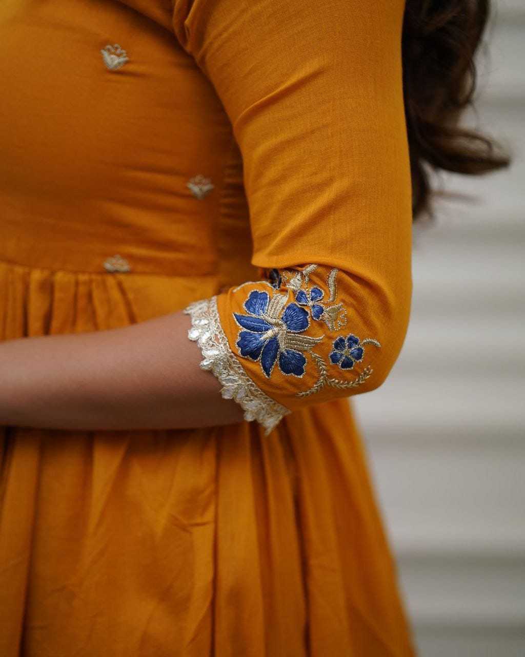 Embroidered Kurti With Bottom and Dupatta